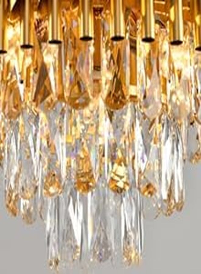 Virya Modern Crystal 500mm Chandelier Golden Chandelier Round Chandeliers Pendant Ceiling Light Fixture Flush Mount Chandelier for Dining Room Living Room Bedroom Foyer Hallway Entryway - Image 4